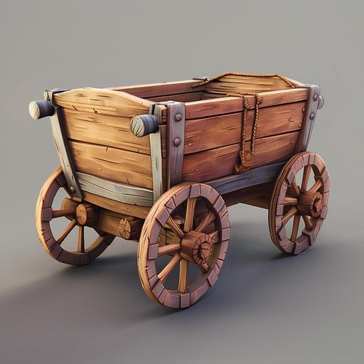 cartoon style wagon wheel cart