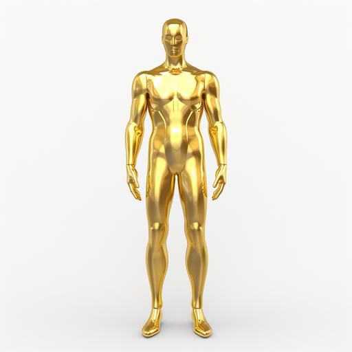 3d cartoon style,cute,Human body, made by gold,mannequin,white background