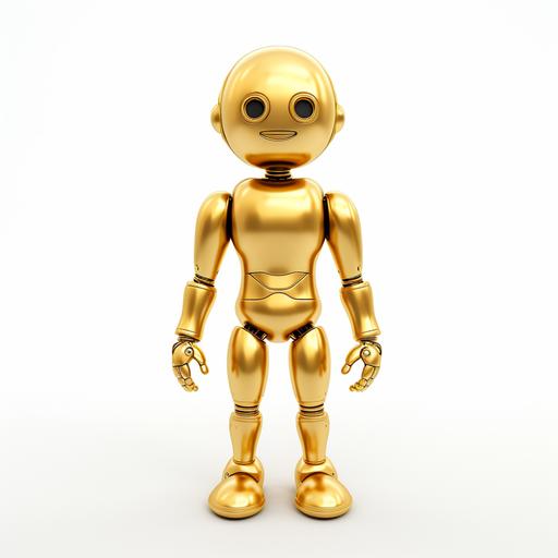 3d cartoon style,cute,very cute,Human body, made by gold,mannequin,white background
