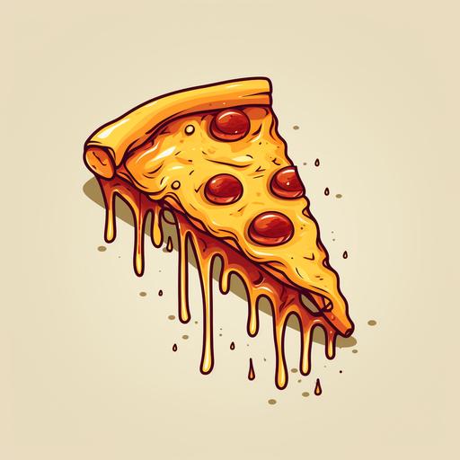 cartoon styled, pizza slice with dripping cheese