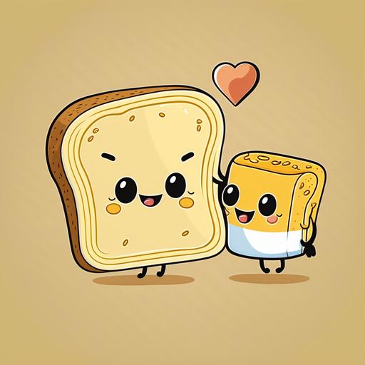 cartoon toast in love with cartoon butter s 750
