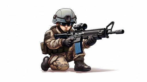 cartoon us army soldier m16 transparent background --ar 16:9 --s 250
