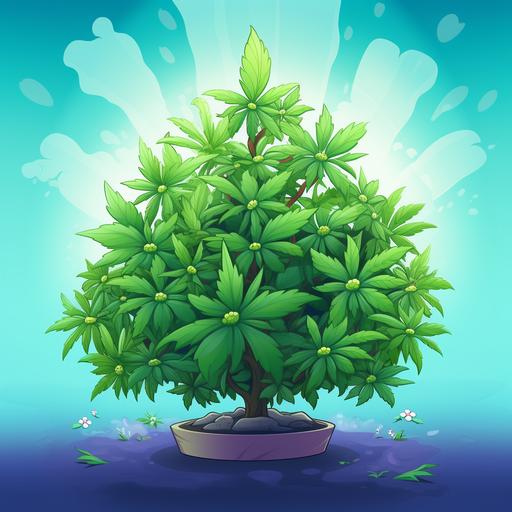 cartoon weed plant for idle Clicker game