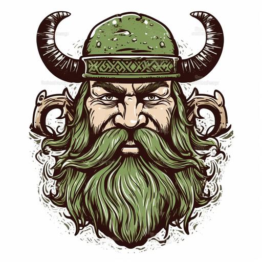 cartoons crazy funny viking face black green and white drinking coffee