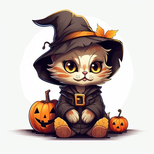 cat in halloween costume cartoon style