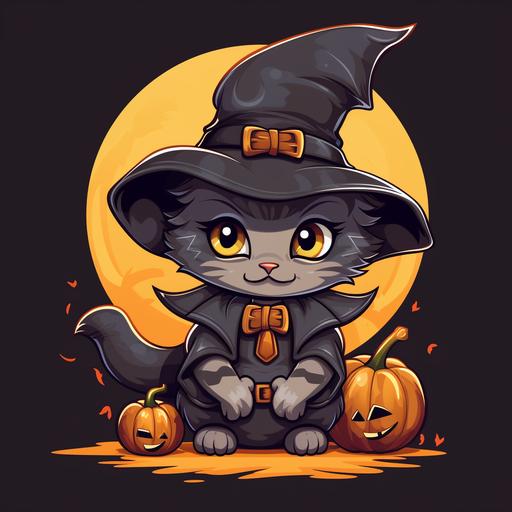 cat in halloween costume cartoon style
