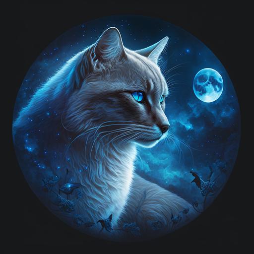 cat in the blue moon logo --v 4 --v 4