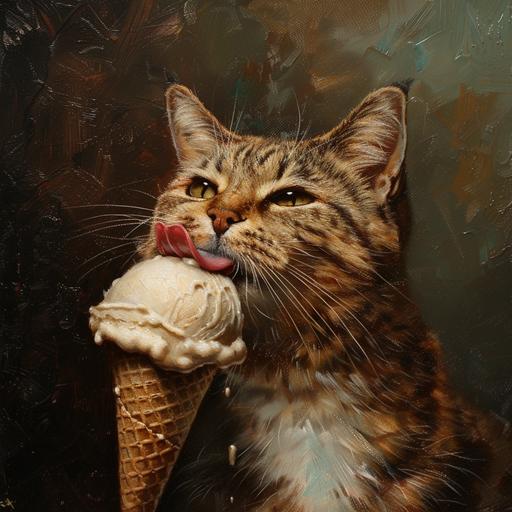 cat licking an ice cream cone
