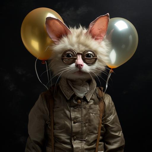 cat mask rats balloons theater
