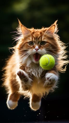 cat playing tennis --ar 9:16