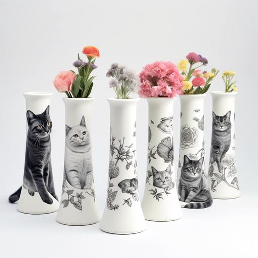 cat taxonomy inspired vases --v 5