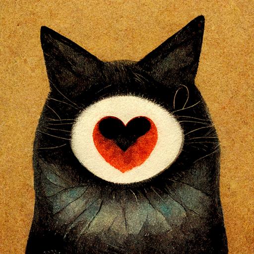 cat with heart shaped eyes