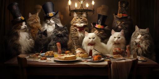 cats, a lot of cats celebrating a birthday, a lot of cats --ar 2:1