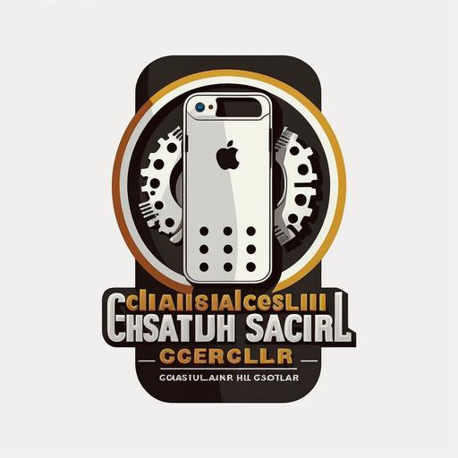 cellular technical service, white backgroud,cell phone repair logo style, flat