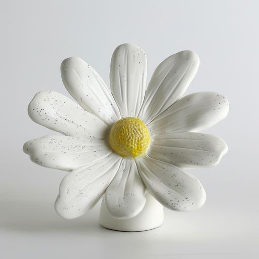 ceramic flower, white background, daisy, simple, vintage inspired