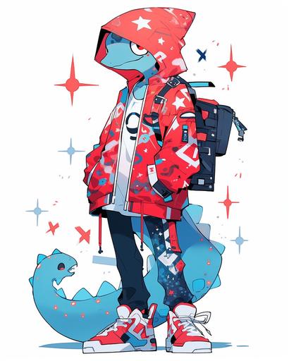 chameleon the handsome loitering ghost in vibrant cyan and vivid red color stars and moon and mars design pattern, fashion design sketch --s 250 --niji 5 --ar 4:5
