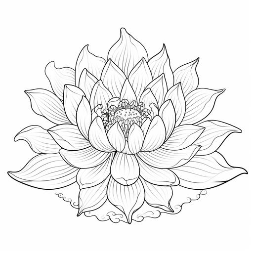 LOTUS line art, background, vector, svg, coloring book page style, black outline on white background