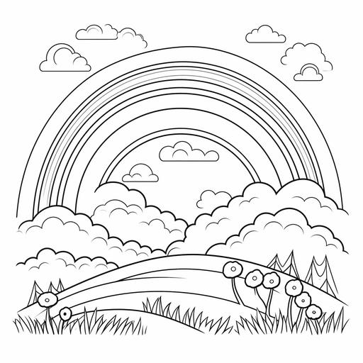coloring page for kids empty about a beautiful rainbow streching across the sky