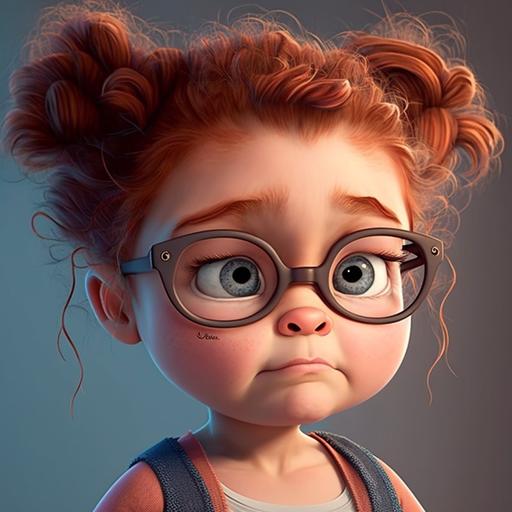 character design , long shot , modern , 5 years ego , 3d character , pixar style , beautiful face , funny , Childish hairstyle , daughter , cute , pigtails