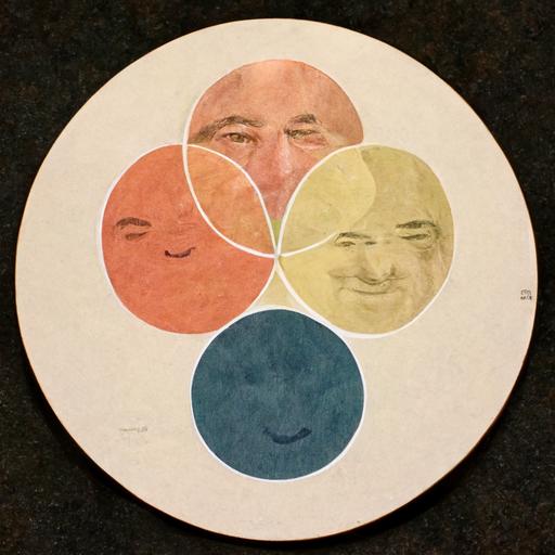 character from office series Kevin Malone's face is in three intersecting circles Venn diagram