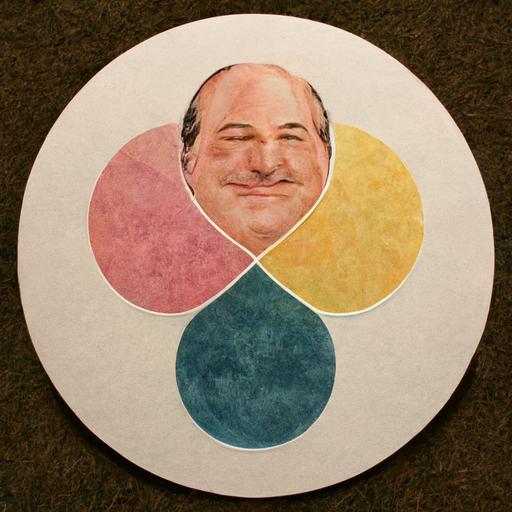 character from office series Kevin Malone's face is in three intersecting circles Venn diagram