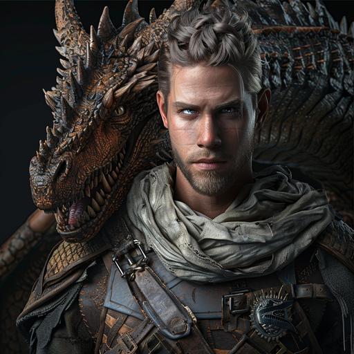 character photo realistic dragon hunter male