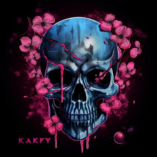 cherry 🌸 skull, decay, dark, grime, katana, neon --v 5