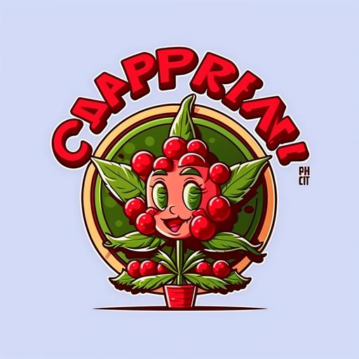 cherry pie cannabis strain logo, cartoon style