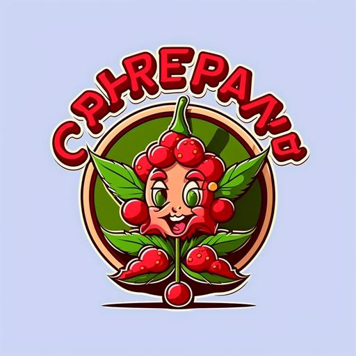 cherry pie cannabis strain logo, cartoon style
