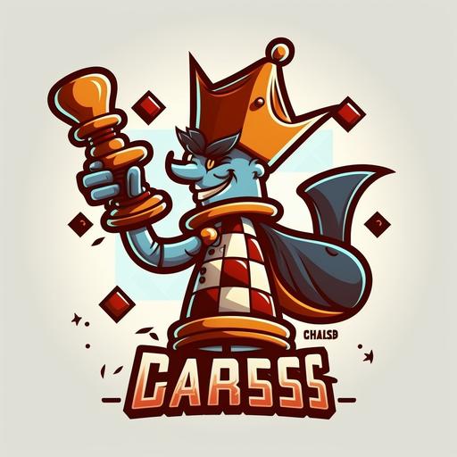 chess cartoon dabbing logo style