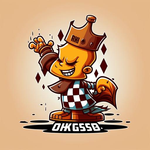 chess cartoon dabbing logo style