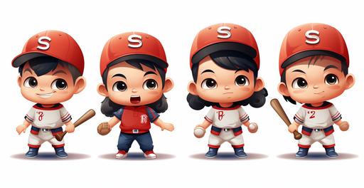chibi baseball players, in cartoon style white background 8k --ar 293:151