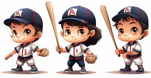 chibi baseball players, in cartoon style white background 8k --ar 293:151