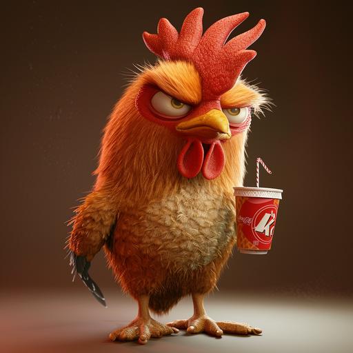 chicken, character, it eats kfc chicken wings and drinks fanta --v 6.0