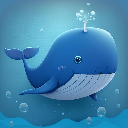 childrens cartoon 2D blue whale