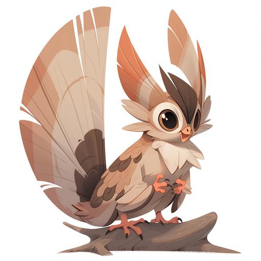 chimera animal that combines sparrow wings, swallow patterns, mackerel fish scales, squirrel tails, and rabbit ears, simple, Small design, cute, lovely, trendy --s 750 --niji 5 --style expressive