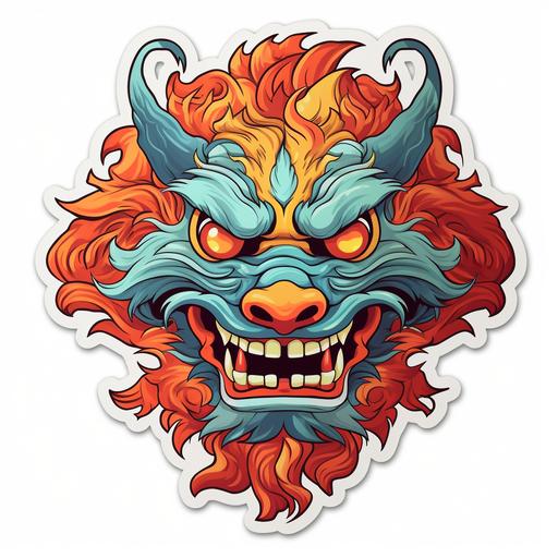 chinese new year dragon celebration scary stickers