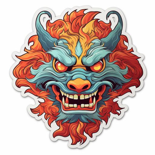 chinese new year dragon celebration scary stickers