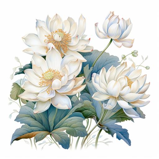 chinese style art illustration, chinese embroidery, lotus, floral art, white background --s 180