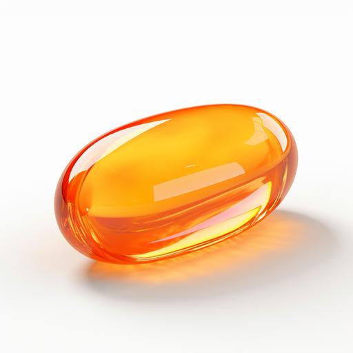 orange gel capsule in beautiful light, isolated on white, octane 3d render, detailed,