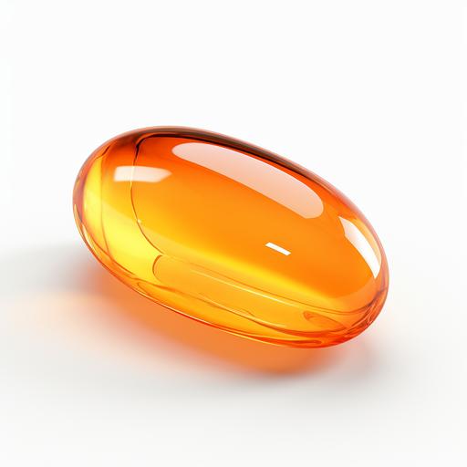 orange gel capsule in beautiful light, isolated on white, octane 3d render, detailed,