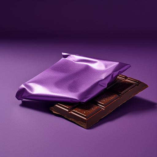 chocolate bar in purple wrapper