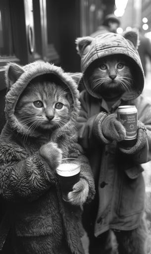 christian coigny photo of two Cats wearing teddy bear costumes holding beer while standing in times square --ar 3:5 --stylize 600 --v 6.0