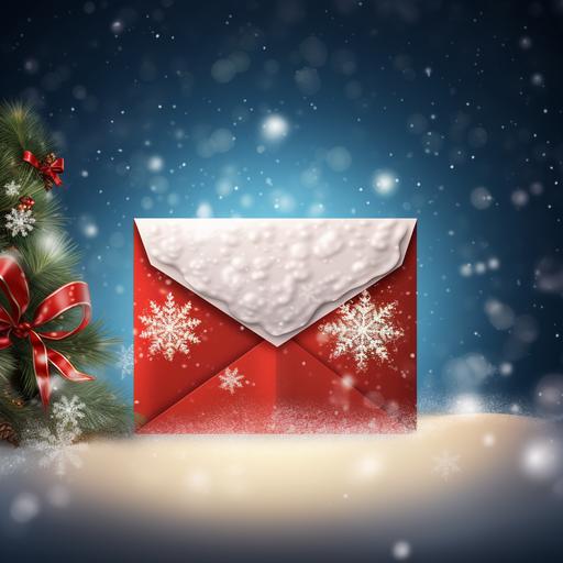 christmas realistic envelope with letter in the air on christmas background