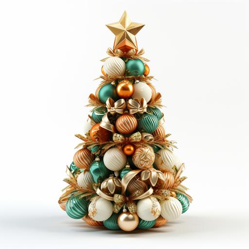 christmas tree full christmas tree 1 xmas tree, in the style of octane render, light emerald and brown, light gold and orange, associated press photo, white background