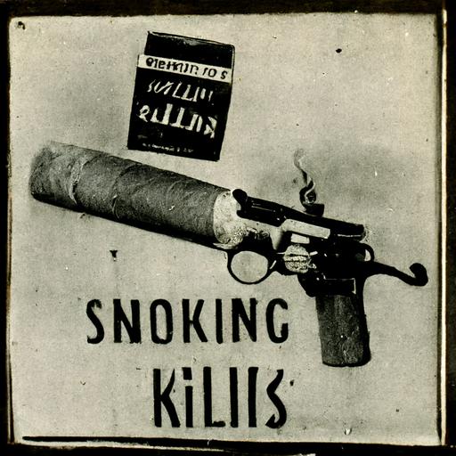 cigarette with a gun, sign 