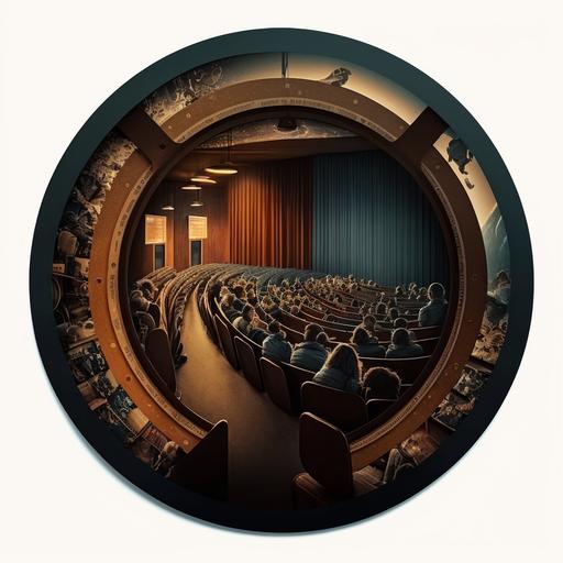 cinemas mood picture in a circle whiite background