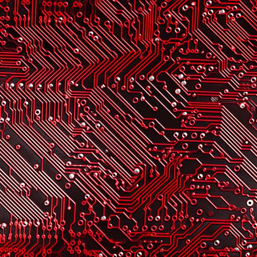 circuit board, metallic silver on red, raised embossed --tile