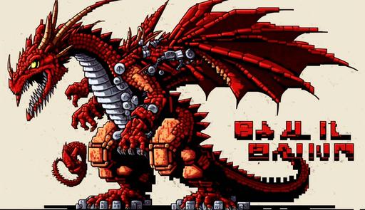clean pixel art, scary dragon full body view,red dragon, style of metal slug 1996 --ar 16:9 --v 4