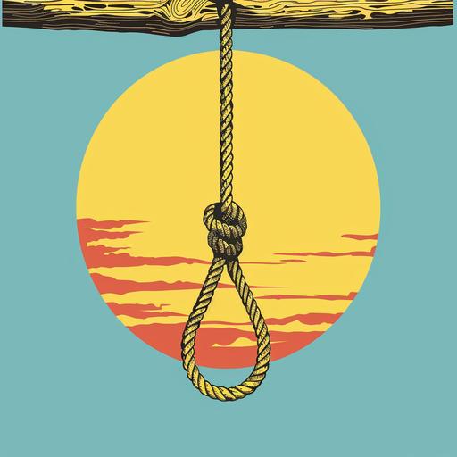 clipart of a hanging rope in the style of wes wilson